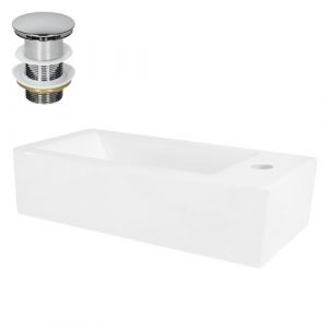ML-Design Lavabo en Céramique Blanc, 51x25x13 cm, avec Bonde de Vidage Chromé en Laiton,