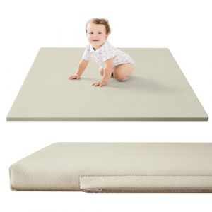 Hakuna Matte Hakuna Matte Tapis de jeu pour b&eacute;b&eacute; en cuir v&eacute;g&eacute;talien 120 x 120 cm, lait
