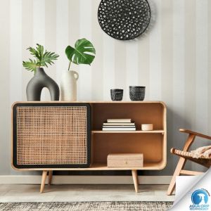 Livingwalls Pv pr&eacute;encoll&eacute; rayure mastic/cr&egrave;me