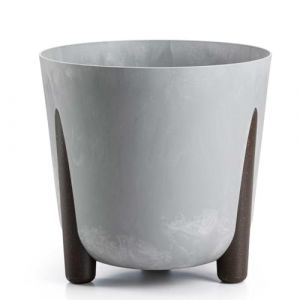 Pot de fleurs en mousse en b&eacute;ton gris recycl&eacute;