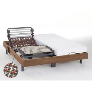 Image de Lit électrique relaxation lattes et plots matelas latex pandora ii de dreamea moteurs okin c ne naturel 2 x 90 x 200 cm Naturel clair