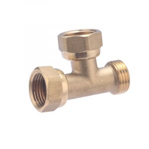 Comptoir de picardie Sans marque T&eacute; double m/f &agrave; visser laiton F 15 x 21 pour tube en cuivre