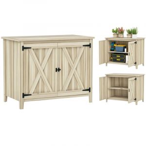 Outsunny Armoire de jardin en bois 2 portes &eacute;tag&egrave;re 110 x 60 x 88 cm naturel