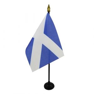 AZ FLAG - Mini Drapeau Ecosse De Table - 15x10 cm - Drapeau Écossais De Bureau 100% Polyester avec Hampe Pointe Dorée