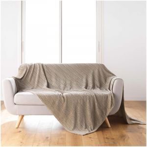 Plaid flanelle 180 x 220 cm Aryas taupe