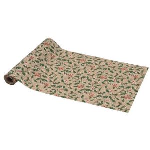 Ruedelafete Chemin de table effet Jute Houx enneigé 3m