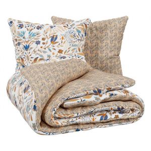 Atmosphera Parure De Lit R&eacute;versible 3 Pi&egrave;ces Coton V&eacute;g&eacute;tal Housse + Taies