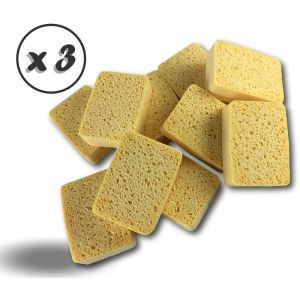 Kibros Lot de 10 &eacute;ponges v&eacute;g&eacute;tales blondes bord&eacute;es N&deg; 6 - 123x91x35 mm - Travaux m&eacute;nagers - Toutes surfaces - Robuste - EPVGBL02x3