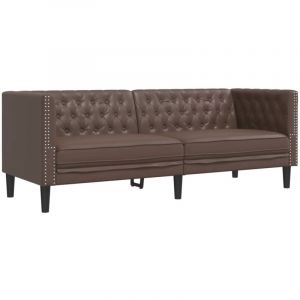 VidaXL Canapé à 3 places Chesterfield marron similicuir
