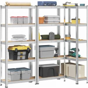 VidaXL Étagères de rangement à 5 niveaux 3 pcs acier bois dingénierie étagère de garage étagère de rangement de garage 4016939