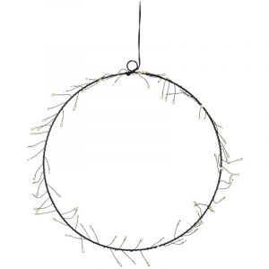 Couronne lumineuse led Star Trading Nike', batterie + minuteur, 80 led, anneau en m&eacute;tal noir, &oslash; 30 cm