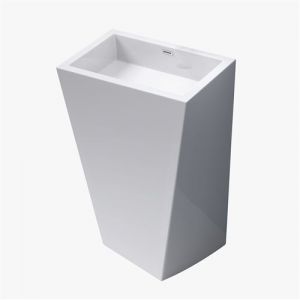 Image de Mai & Mai Lavabo &agrave; Poser au Sol Blanc 60cm Vasque sur Pied en R&eacute;sine Evier Lave Mains Salle de Bain avec Trop plein Col38