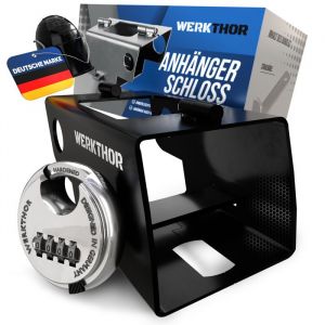 WERKTHOR Antivol Remorque Noir à Code – Cadenas Inox pour Remorque Attelée & Dételée – Sécurité Supérieure