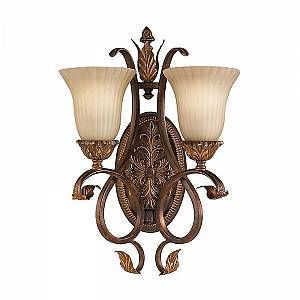 Feiss Applique Murale Sonoma Valley H 49,5cm 2x60W - Marron-Doré - fesonomaval2
