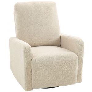Homcom Fauteuil inclinable - repose-pieds, pivotant à 360° et basculant - tissu bouclette - 76 x 94 x 100 cm - beige