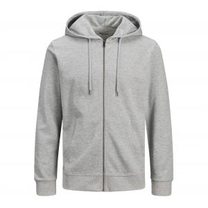 Jack & Jones JJEBASIC Sweat Zip Hood Noos Pull en Laine, Gris Clair chin&eacute;, S Homme