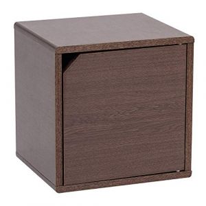 Iris Ohyama Cube de rangement modulable avec porte en bois MDF Cube Box QR-34D - Brun - 34,9 x 29 x 34,4 cm