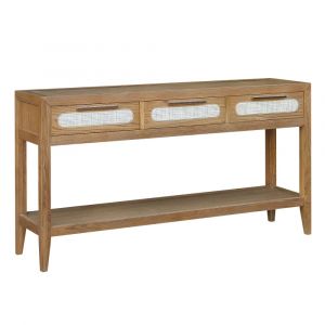 Console 3 tiroirs en rotin et chêne