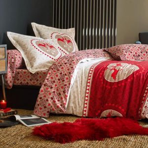 Housse de couette flanelle SAUT DE BICHES - rouge