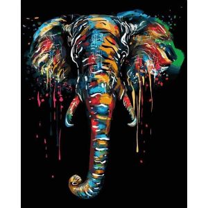 Figured'Art Peinture par Num&eacute;ro Adulte Peinture Elephant - Kit de Loisir Cr&eacute;atif DIY Num&eacute;ro d'Art - 40x50cm sans ch&acirc;ssis