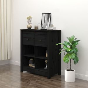 VidaXL Buffet Noir 70x35x80 cm Bois massif de pin Black