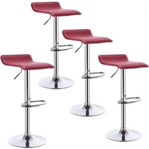WOLTU Lot de 4 Tabourets de bar en similicuir, Tabourets de bar pivotant,hauteur réglable,Bordeaux