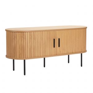 Oviala Meuble tv en mélaminé et acier 120 cm beige