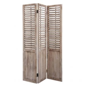 Aubry Gaspard Paravent en Bois Vieilli 3 Panneaux 129x3x182cm -