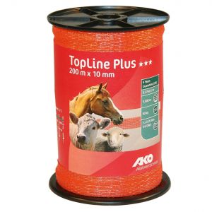 Ako Ruban de clôture multicolore TopLine Plus 200 m x 10 mm - Couleur: orange