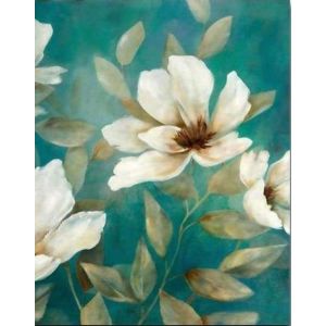 Peinture au num&eacute;ro : Fleurs blanches abstraites - sans ch&acirc;ssis en bois