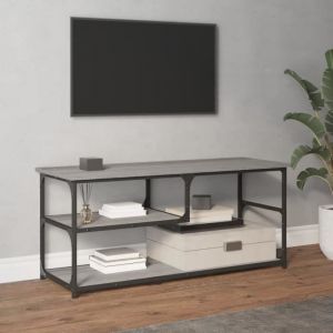 VidaXL Meuble TV?Banc TV sonoma gris 103x38x46,5 cm bois d'ingénierie et acier - Gris