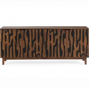 Homifab - Buffet 4 portes en bois de manguier sculpt&eacute; 190 cm - Vesper