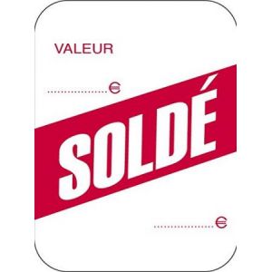 Agipa 161050 - Boîte de 1000 étiquettes perforées pour textile impr. 'Soldé', dim. 49x65mm