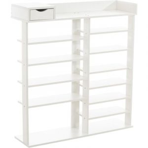 Décoshop26 Meuble à chaussures meuble de rangement avec tiroir et étagères en mdf blanc 100003617