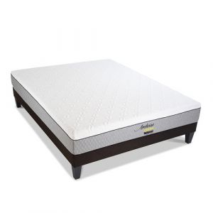 BELLECOUR LITERIE Pack AMBOISE 140x200 cm Matelas Mémoire de forme + Sommier Bois + Protège matelas anti punaise
