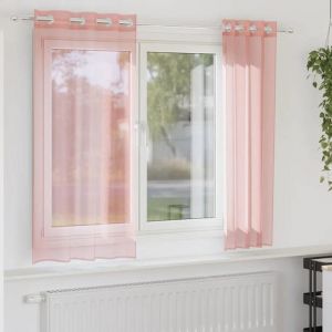 VidaXL Rideaux en voile avec &oelig;illets 2 pcs rose 140x140 cm rideau en filet rideau transparent voile de fen&ecirc;tre 4102095