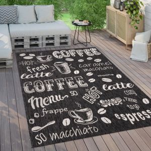 Paco Home Tapis Exterieur Terrasse Balcon Tapis Cuisine Moderne Écriture 80x150 cm, Anthracite 3