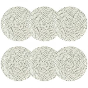 Novastyl Lot de 6 assiettes plates en porcelaine 27cm, JASMIN