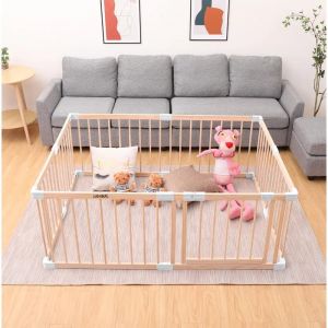 Parc pour b&eacute;b&eacute; au sol - Bois de pin massif - Parc pour b&eacute;b&eacute; stable NON VERROUILL&Eacute; avec porte - QUALIT&Eacute; SUP&Eacute;RIEURE & Montage (d&eacute;)facile en 10 min - 140x140cm ou 120x160cm