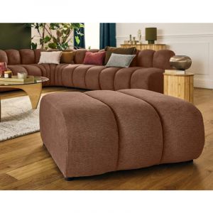 Lisa Design - Debbie - pouf en tissu textur&eacute; - terracotta