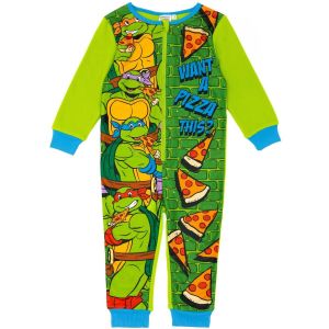 Teenage Mutant Ninja Turtles Kids Green & Blue Character Onesie | Costume embl&eacute;matique des TMNT | Parfait pour Jouer, Dormir et Les Nuits douillettes | Combinaison de Nuit Tout-en-Un