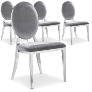 Image de Lot de 4 chaises velours Argent PAULA