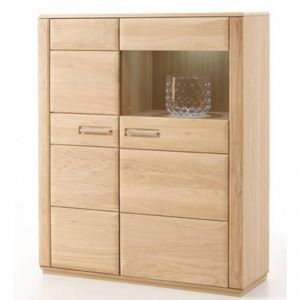 Pegane Vaisselier gauche coloris chêne blanchi huilé - Longueur 107 x Hauteur 132 x Profondeur 38 cm