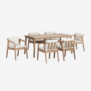 Ensemble table rectangulaire (180x90 cm) et 6 chaises de salle à manger en bois d'acacia Kaela SKLUM Brun Acacia cm