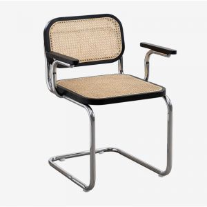 Chaise de salle à manger avec accoudoirs Tento SKLUM Noir Gris Chromé