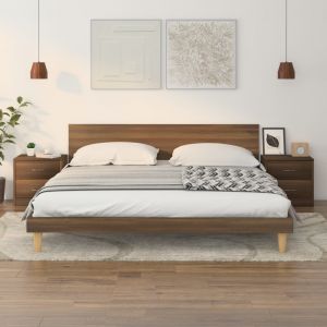 VidaXL Tables de chevet 2 pcs Chêne marron 40x30x40 cm Bois ingénierie - Brun