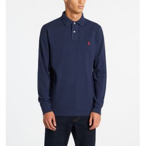 Ralph Lauren Polo custom slim coton piqué manches longues Bleu Polo - Couleur Bleu - Taille M