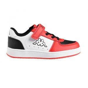 Kappa Mixte bébé Malone Sneakers Basses, Blanc Noir Rouge, 23 EU