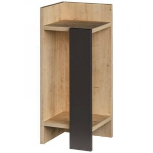 Dmora - Chevet Dgregucc, Commode basse, Table de nuit, Étagère de chevet, 25x27h60 cm, Chêne et Anthracite