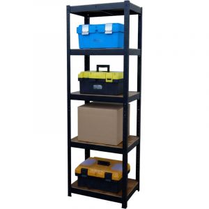 Relaxdays Étagère pour Charges Lourdes, HBT 180 x 60 x 30 cm, 500 kg, 5 Niveaux, Industrielle, à emboîter, Noir/Marron